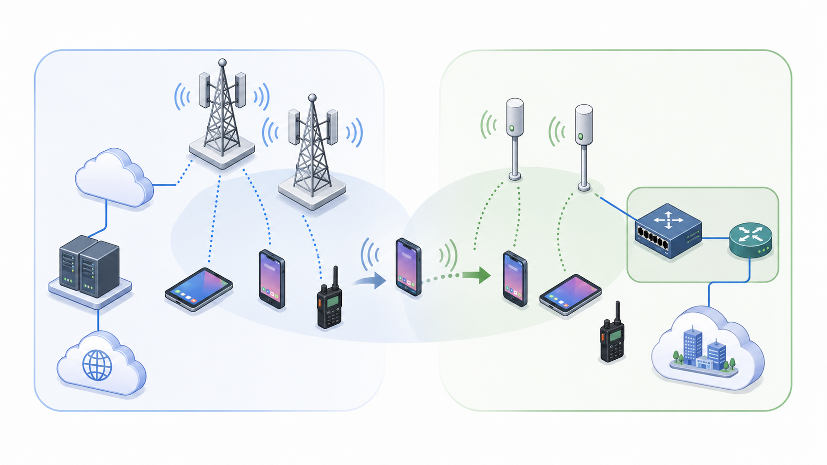 Illustration de la bascule 4G public et privée